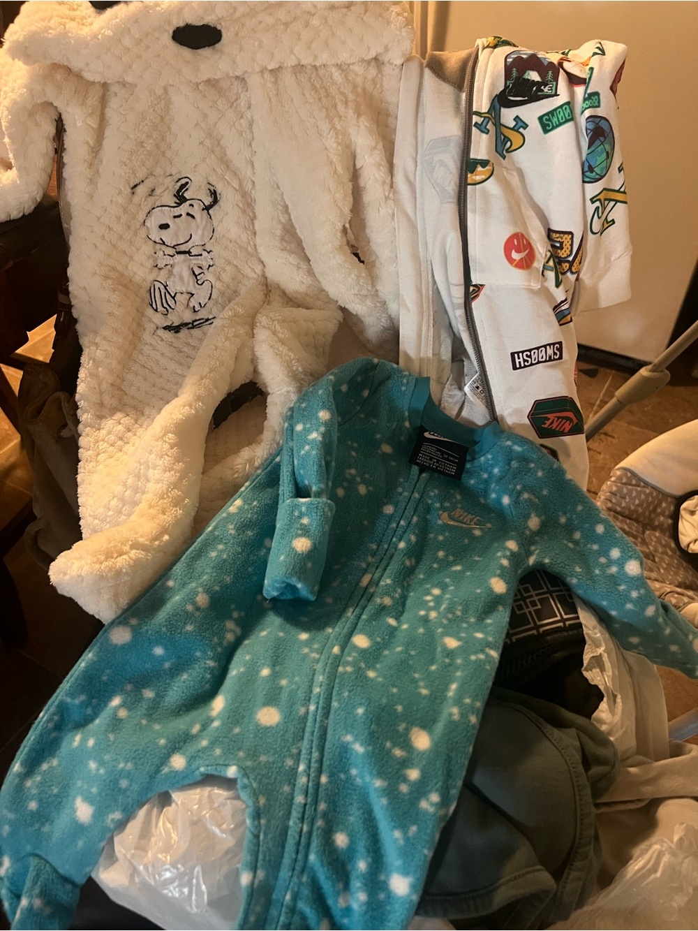 Nike Teal and White Speckled Fleece Zip One-Piece